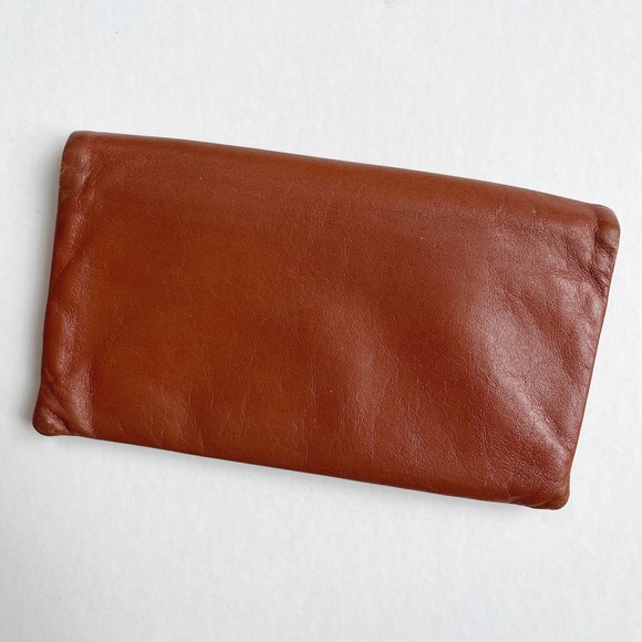 Vintage Buxton Cognac Brown Leather Fold Over Wallet Clutch - Picture 6 of 6